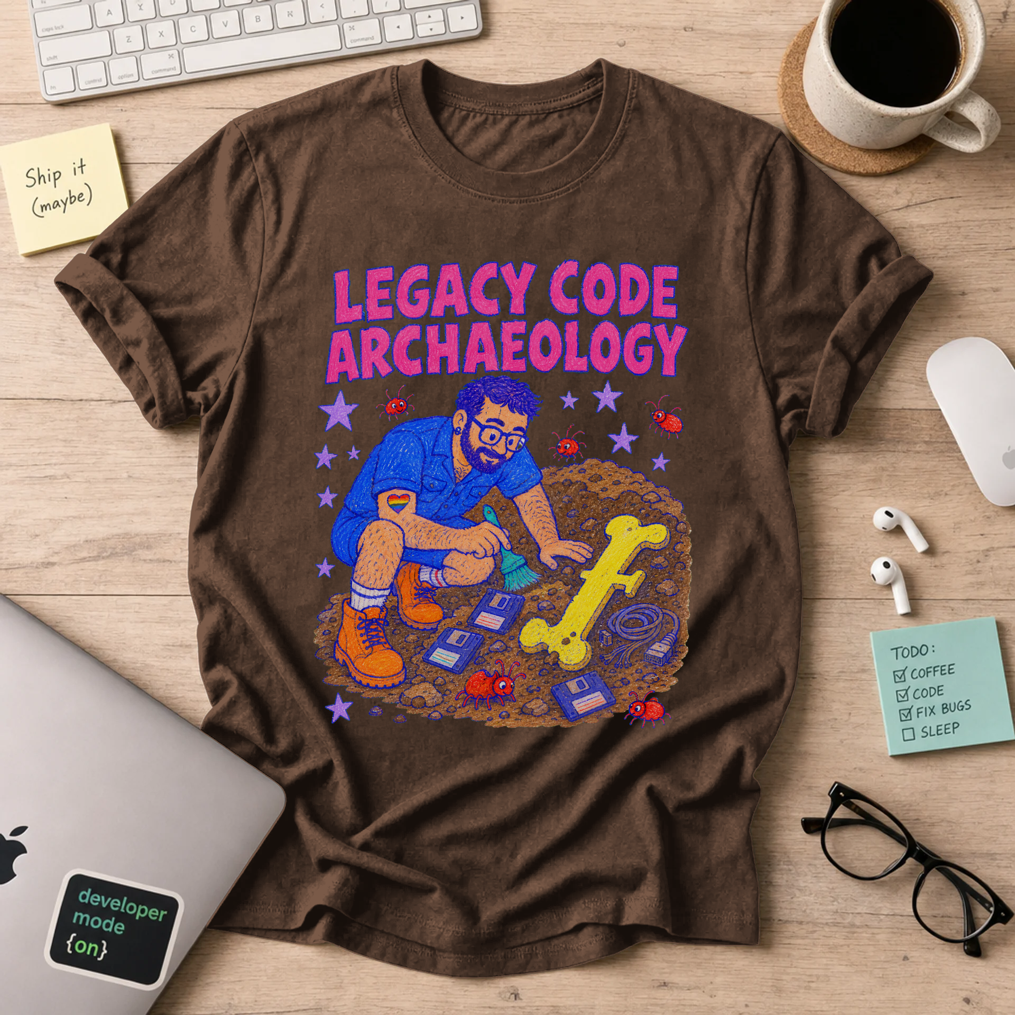 Legacy Code Archaeology Shirt — Dark Chocolate