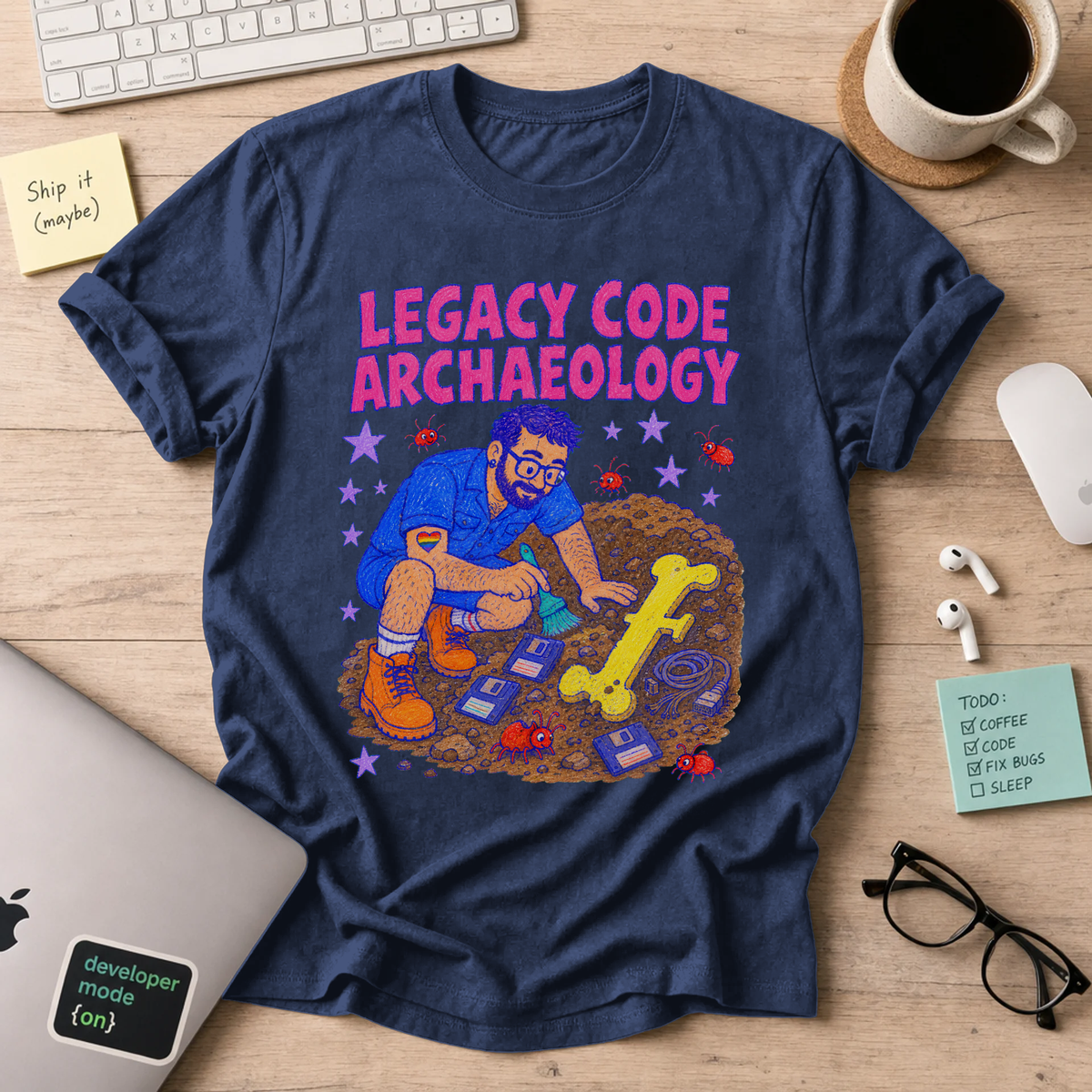 Legacy Code Archaeology Shirt — Navy