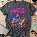 Legacy Code Archaeology Shirt — Dark Heather storefront mockup