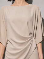 Relaxed-fit Top And High-waisted Wide-leg Pants Two-piece Set - Light Brown Premium Fabric Finish Macro