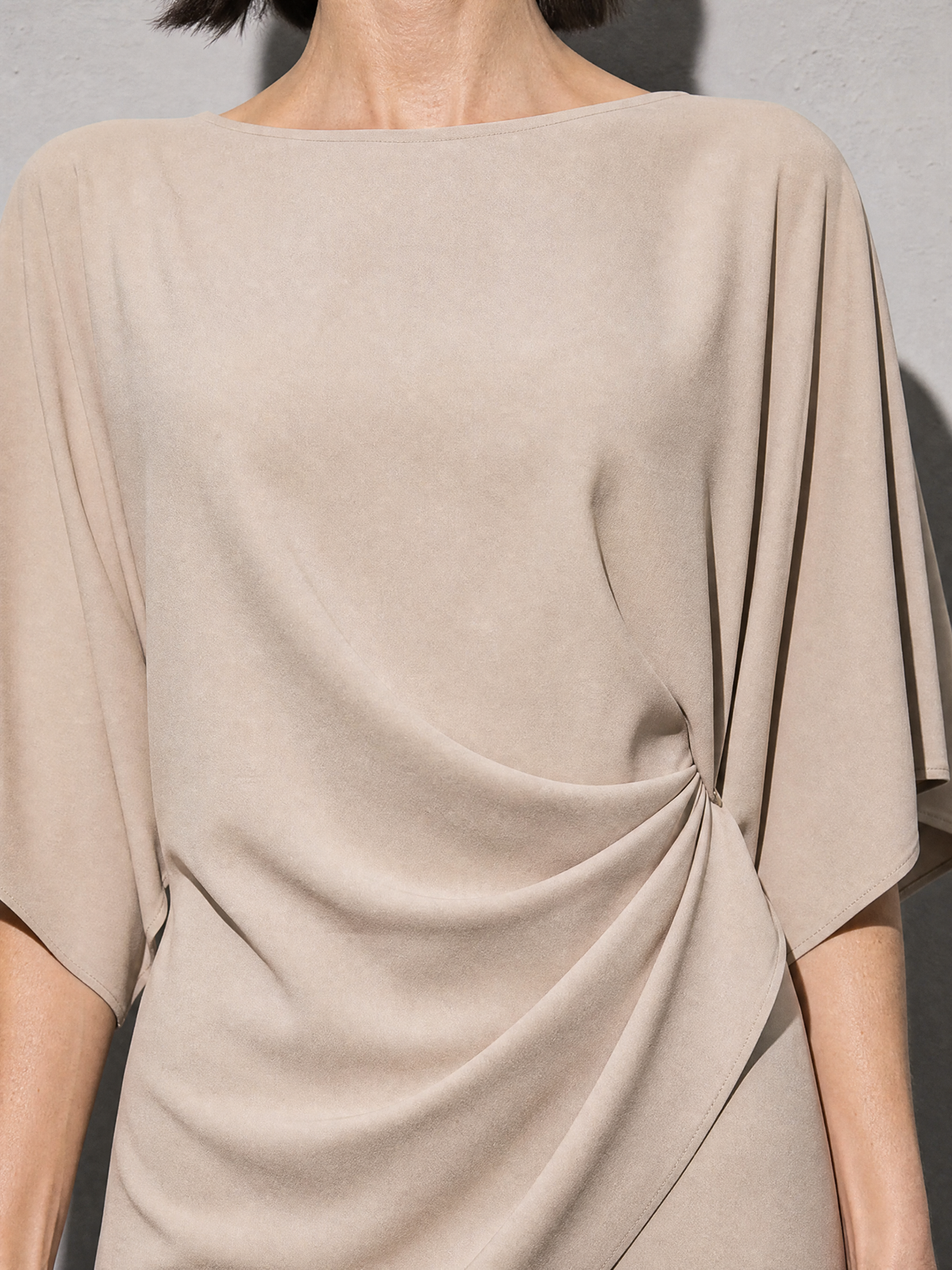 Relaxed-fit Top And High-waisted Wide-leg Pants Two-piece Set - Light Brown Premium Fabric Finish Macro