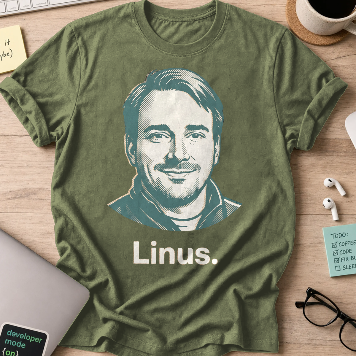 Linus Torvalds Shirt - Military Green