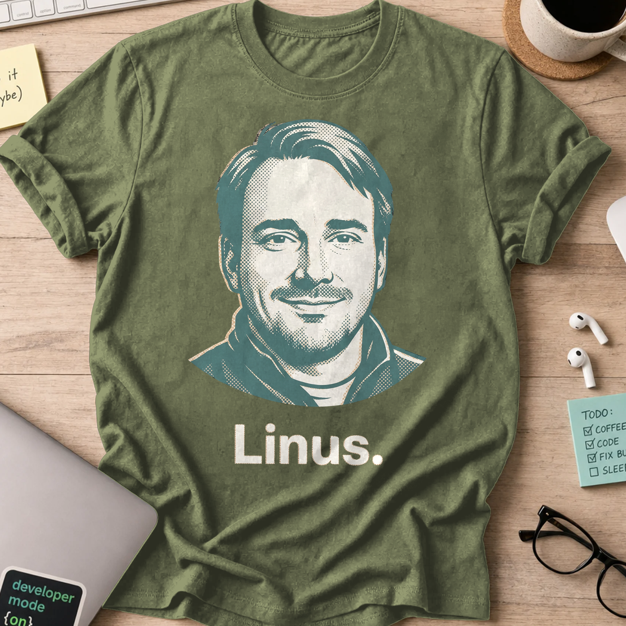 Linus Torvalds Shirt - Military Green