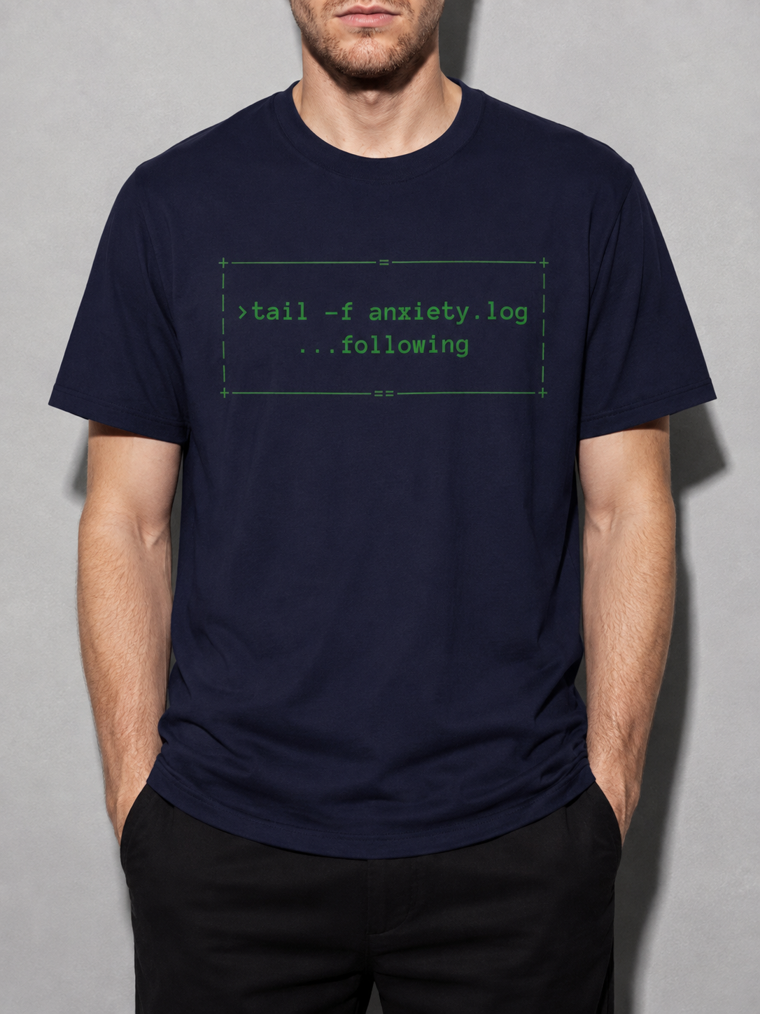 Linux Terminal Graphic IT Nerd T-Shirt – True Navy detail