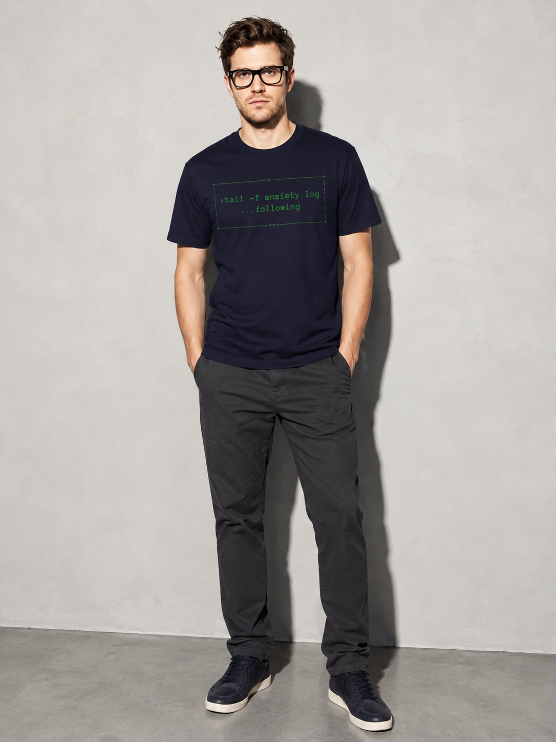 Linux Terminal Graphic IT Nerd T-Shirt – True Navy full