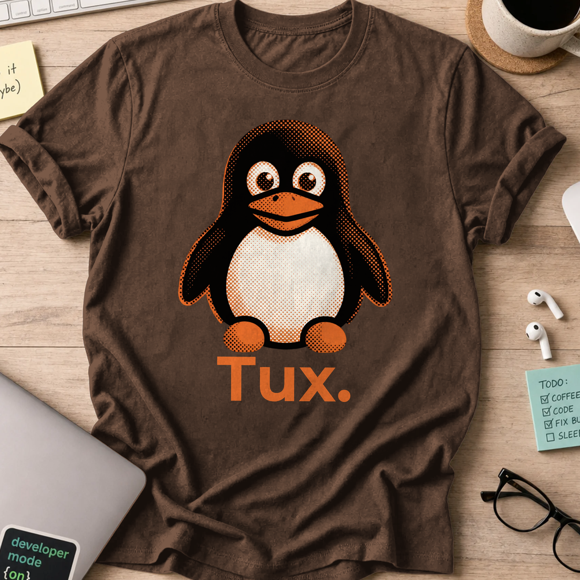 Linux Penguin Shirt - Dark Chocolate