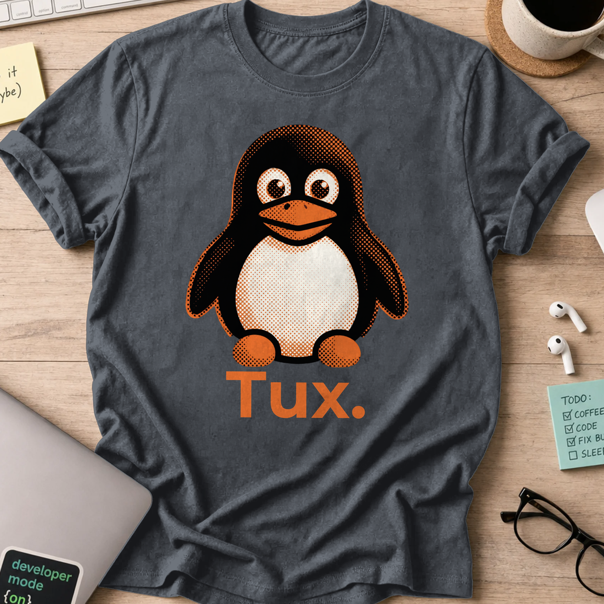Linux Penguin Shirt - Dark Heather