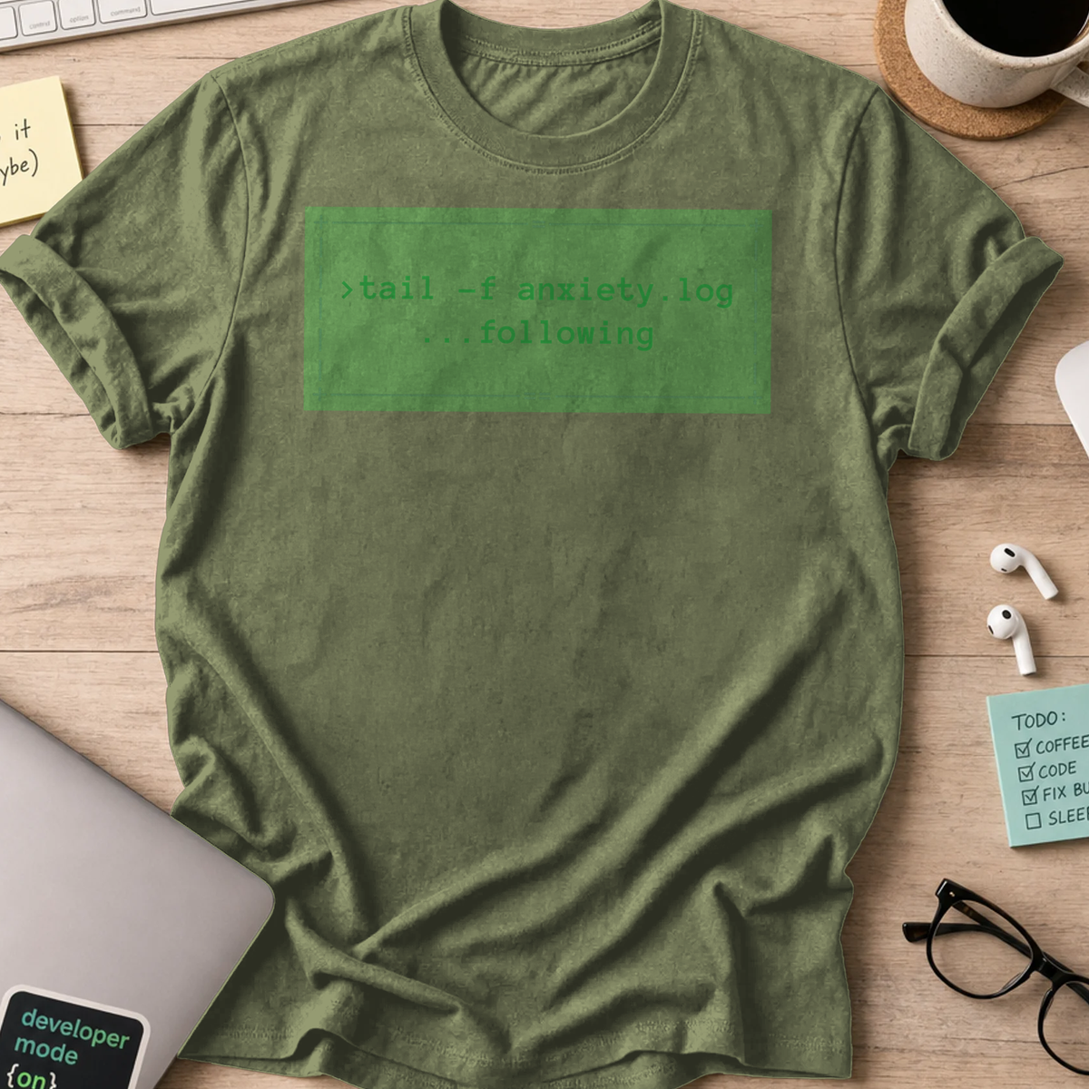 Linux Terminal Shirt - Military Green