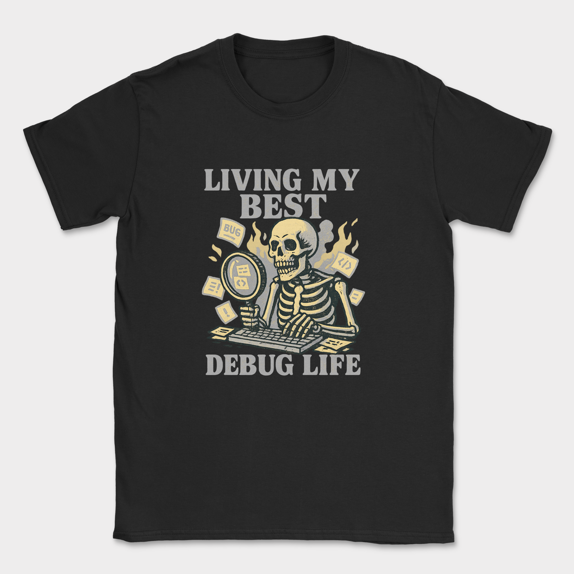 Living my best debug life skeleton shirt — Black