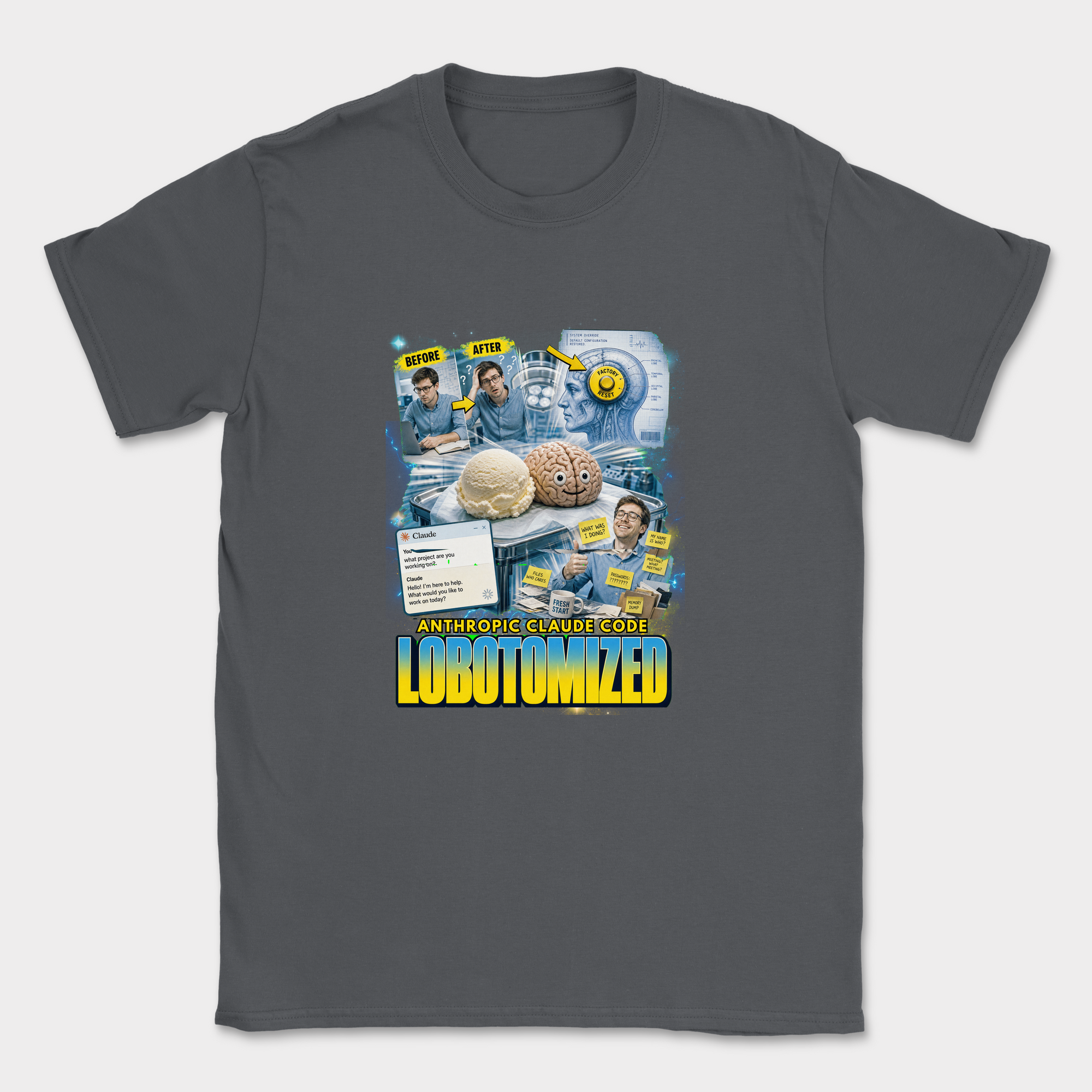 Lobotomized Shirt — Dark Heather
