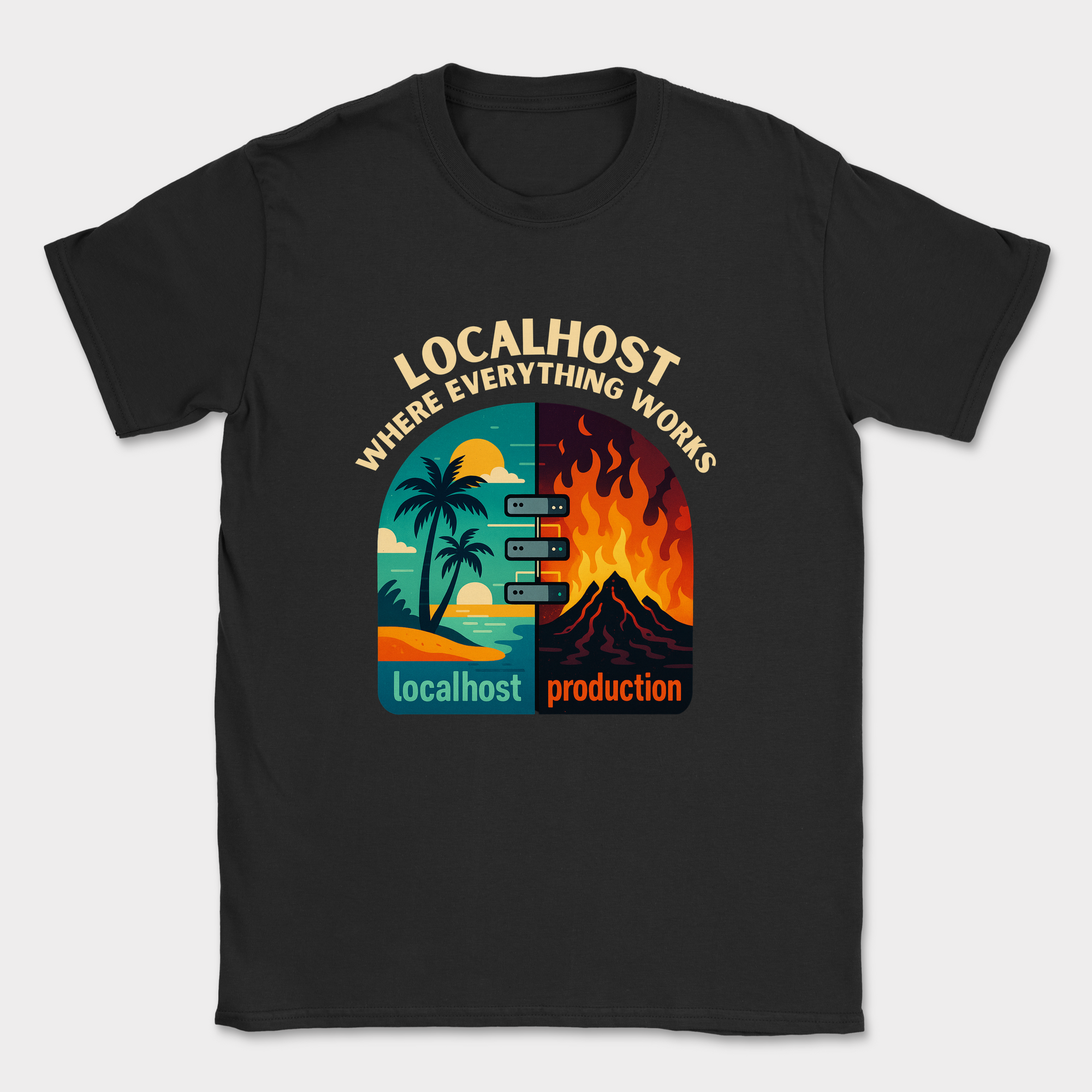 localhost vs production shirt — Black