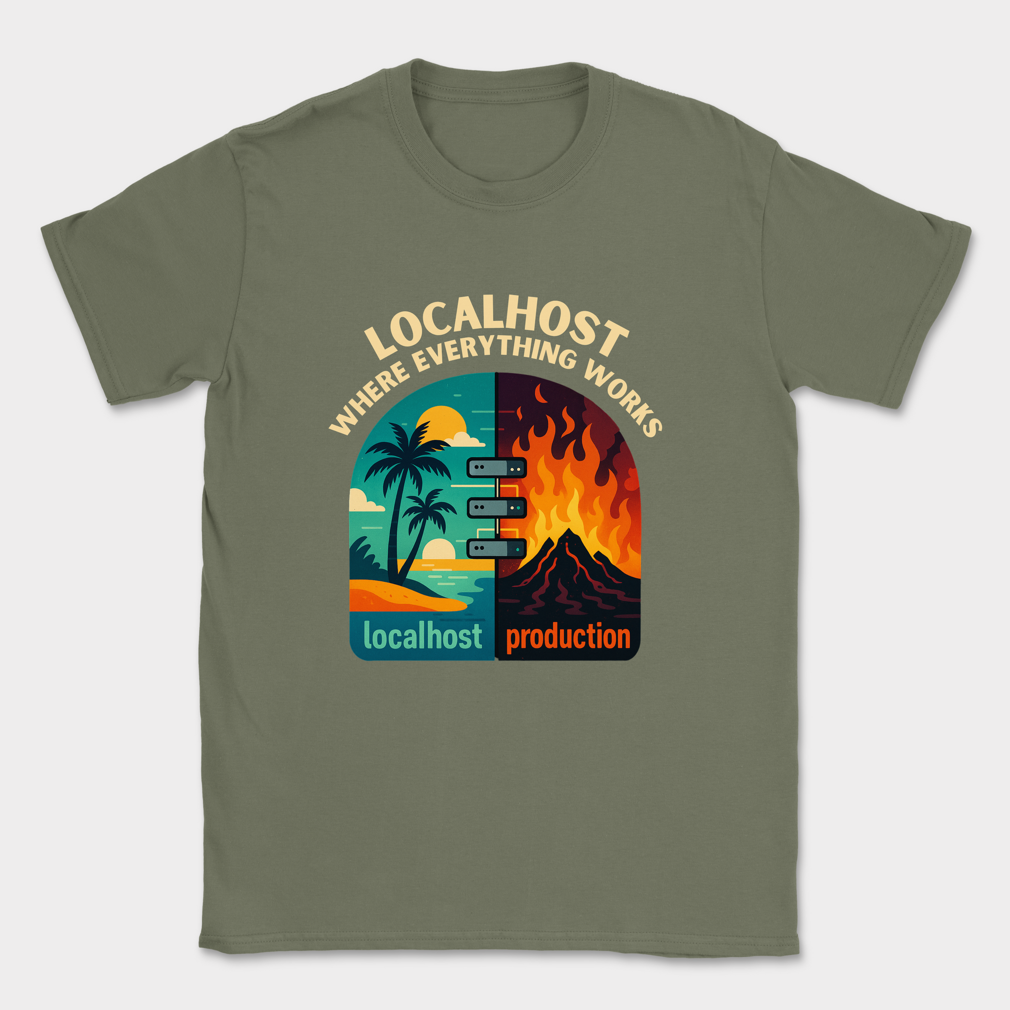 localhost vs production shirt — Military Green