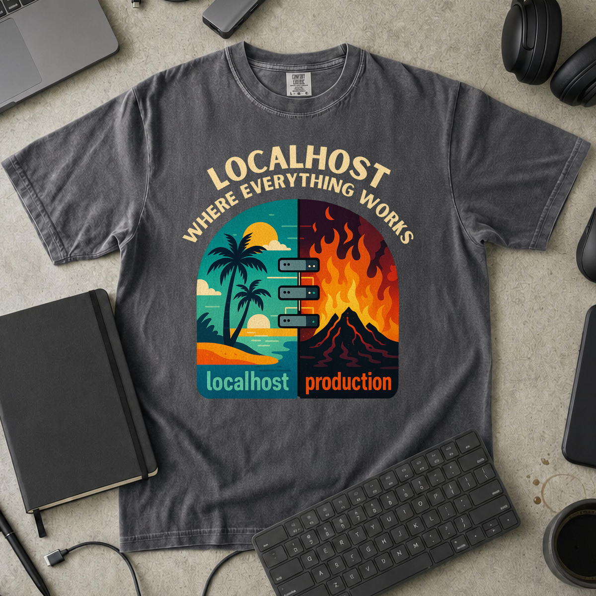 localhost vs production Premium Shirt — pepper Premium Shirt mock-up