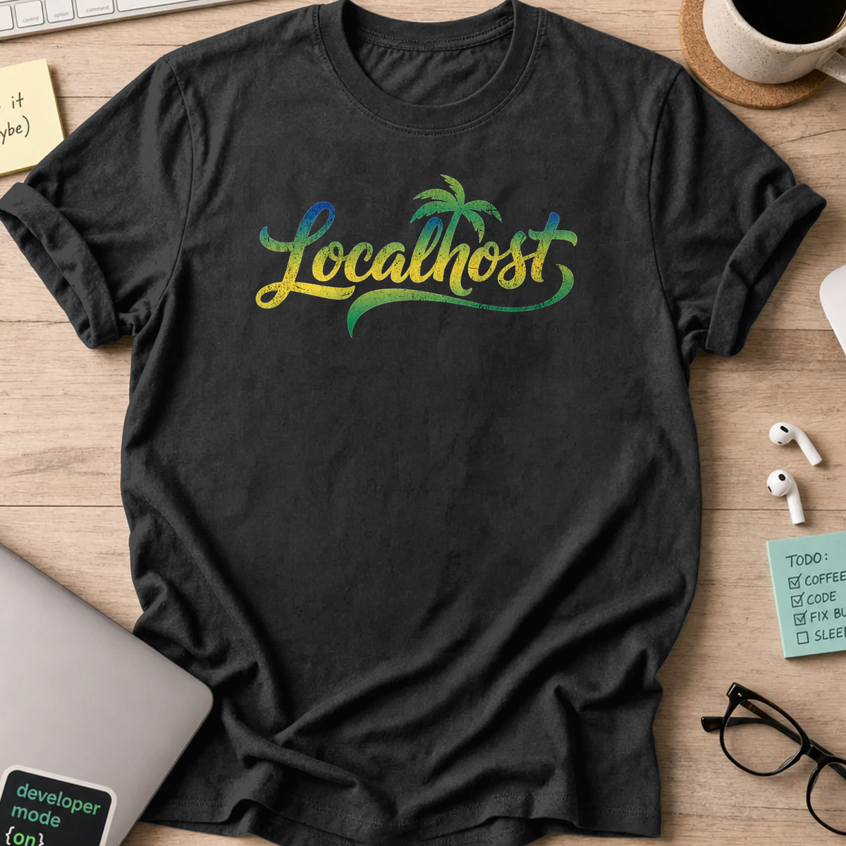 localhost tropical text shirt - Black