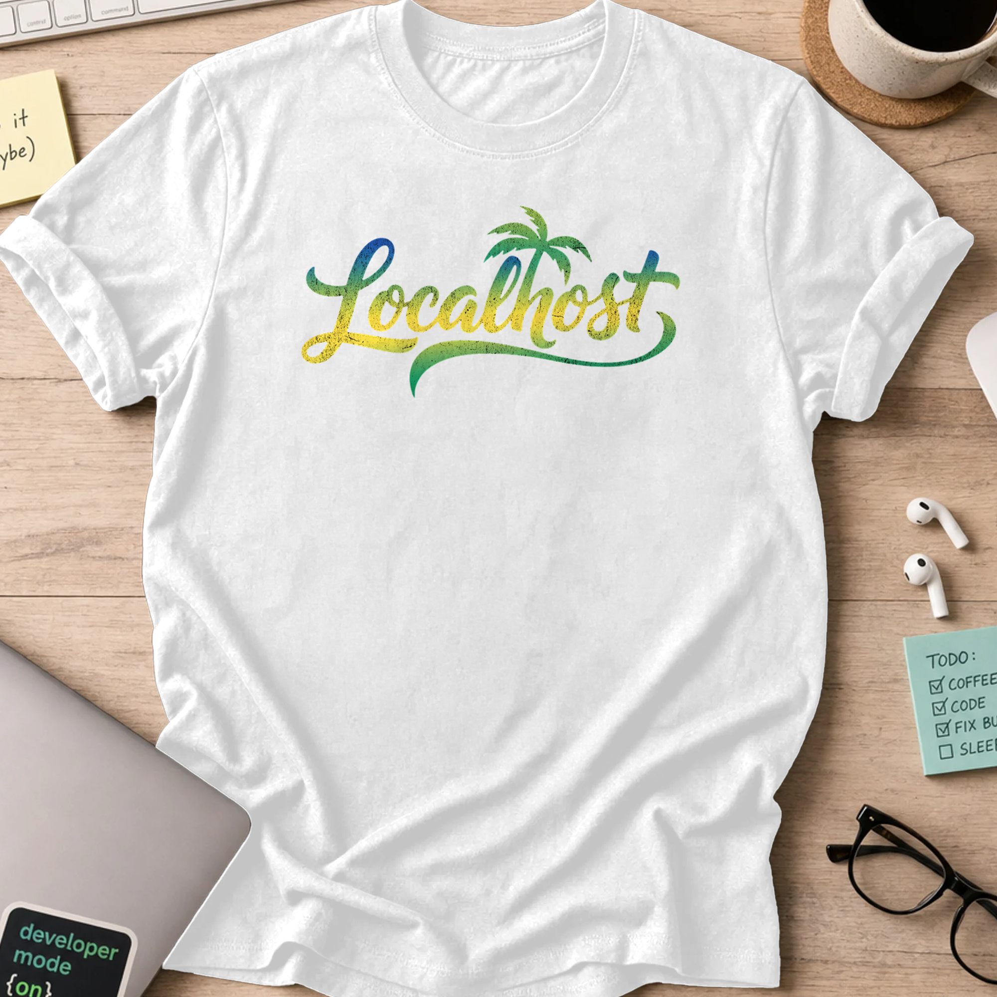 localhost tropical text shirt - White