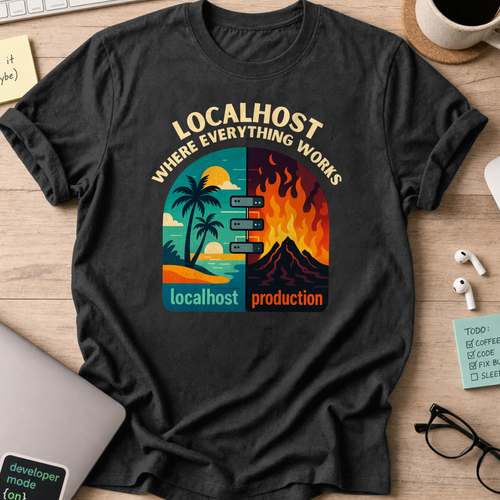 localhost vs production shirt - Black