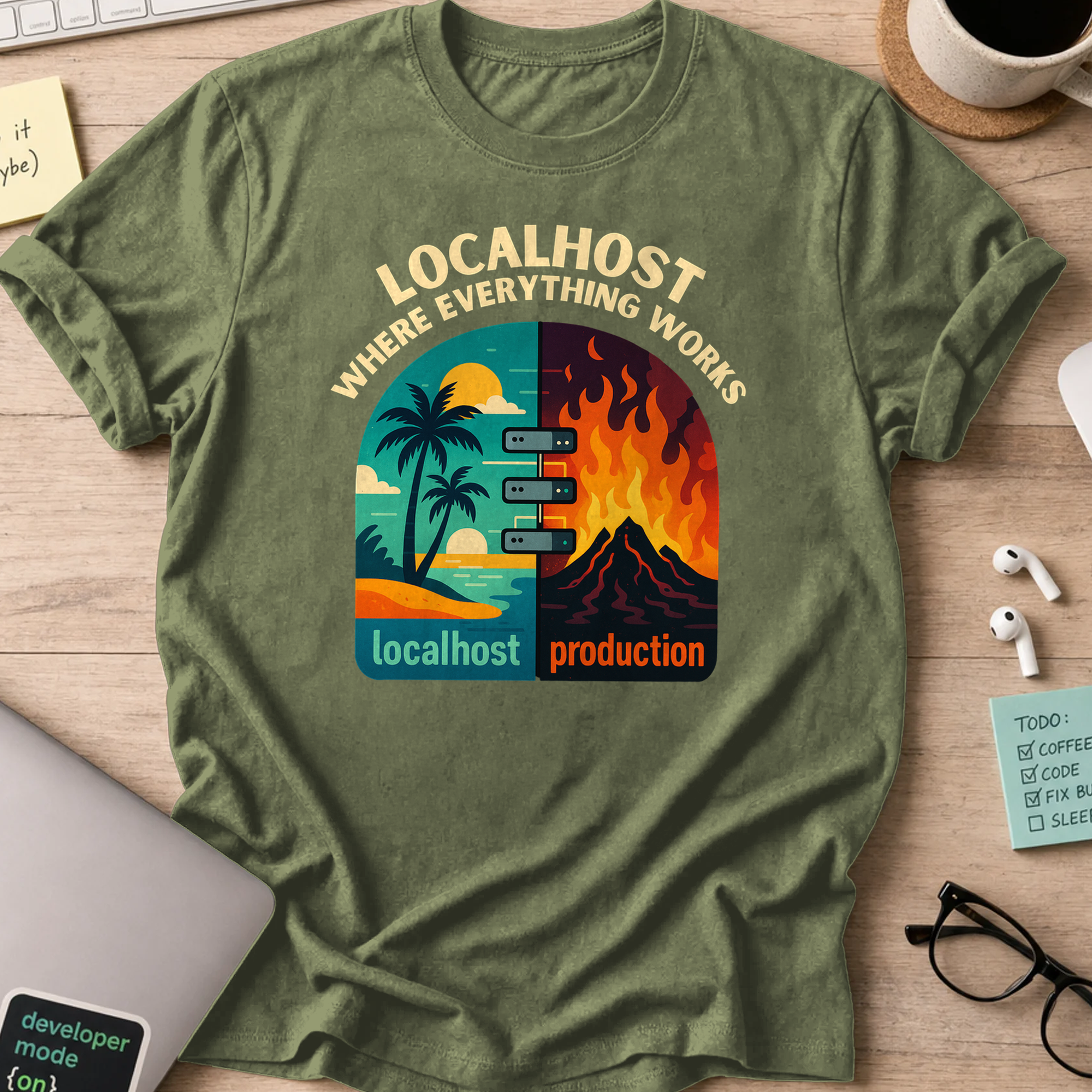 localhost vs production shirt - Military Green