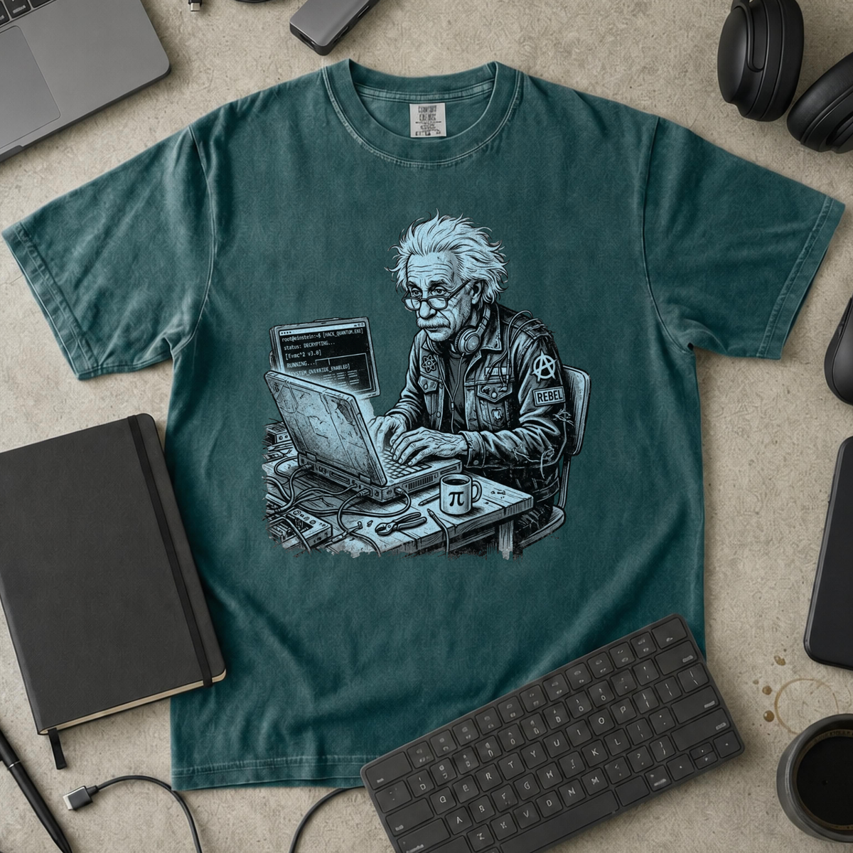 Mad Scientist Coder Premium Shirt — blue spruce Premium Shirt mock-up