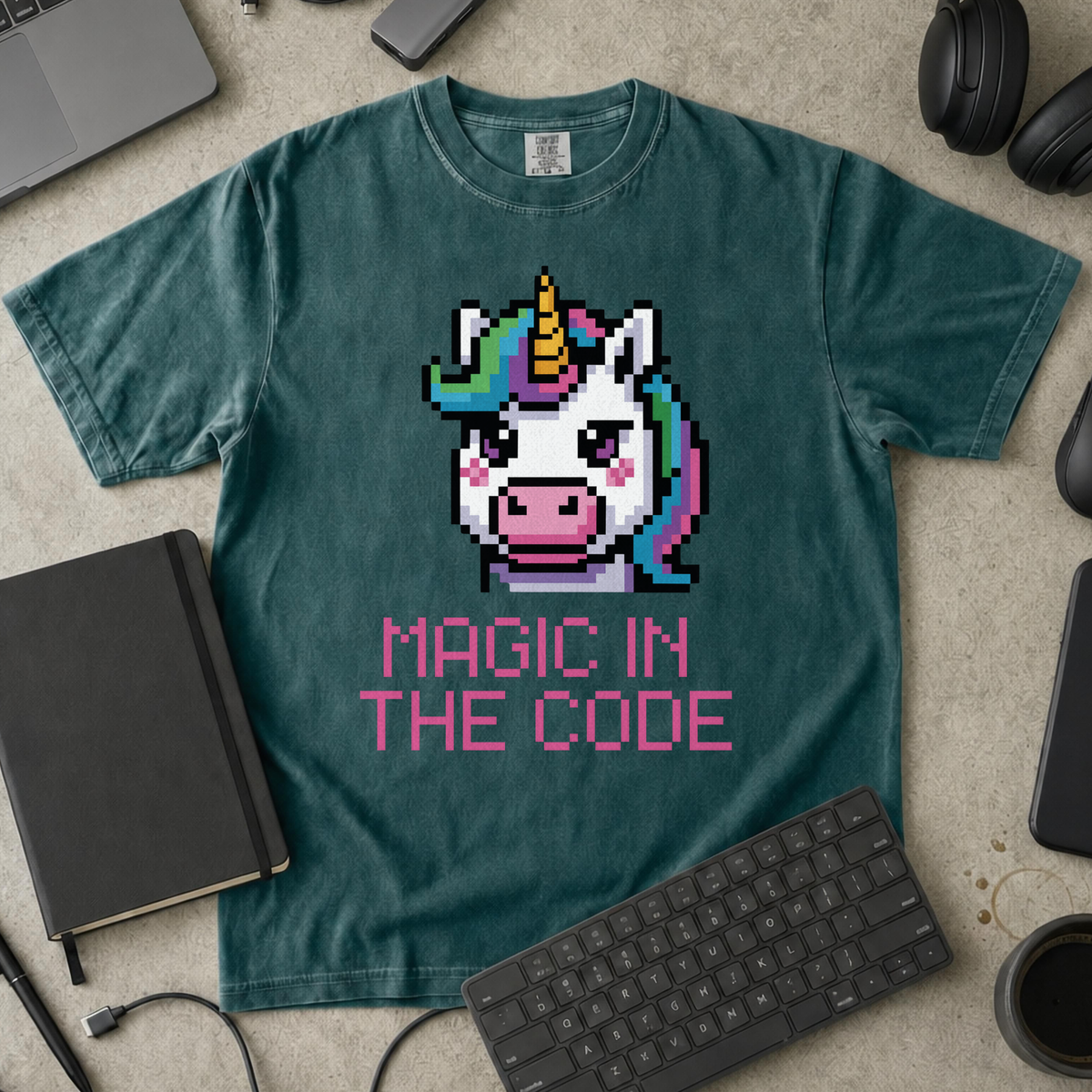 magic in the code Premium Shirt — blue spruce Premium Shirt mock-up