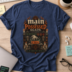 Main Is Possessed Again Shirt — Navy storefront mockup