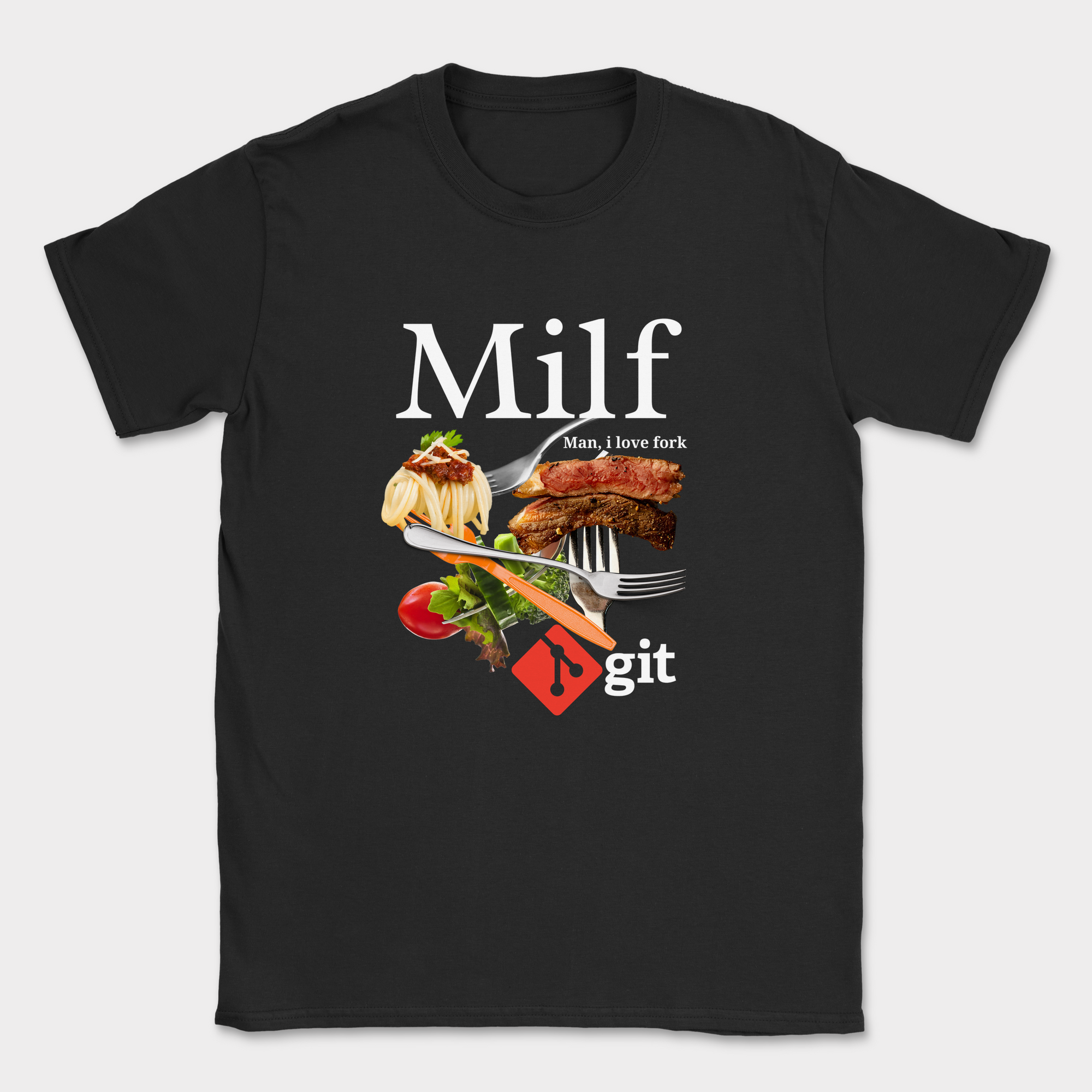 man i love fork git shirt — Black