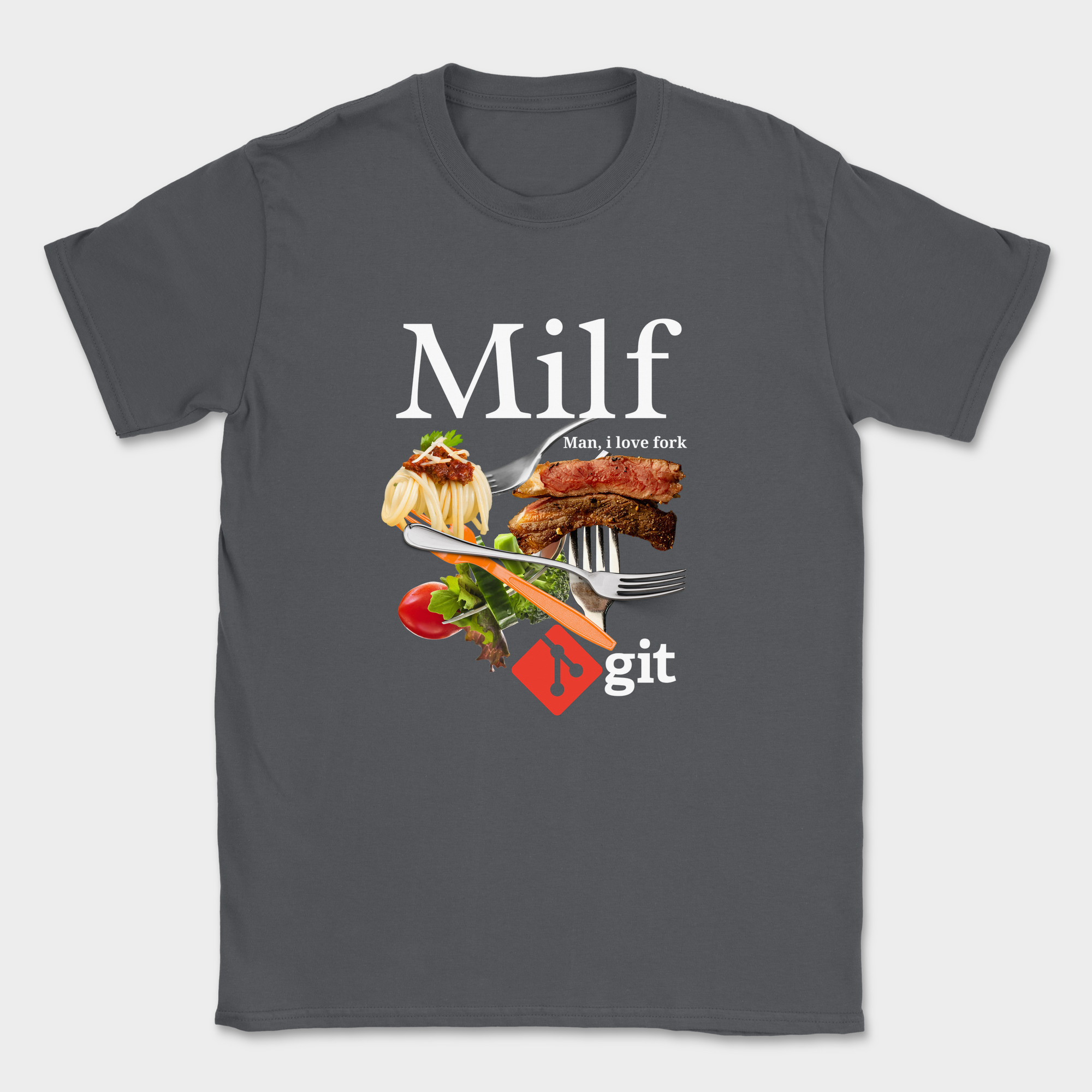 man i love fork git shirt — Dark Heather Grey