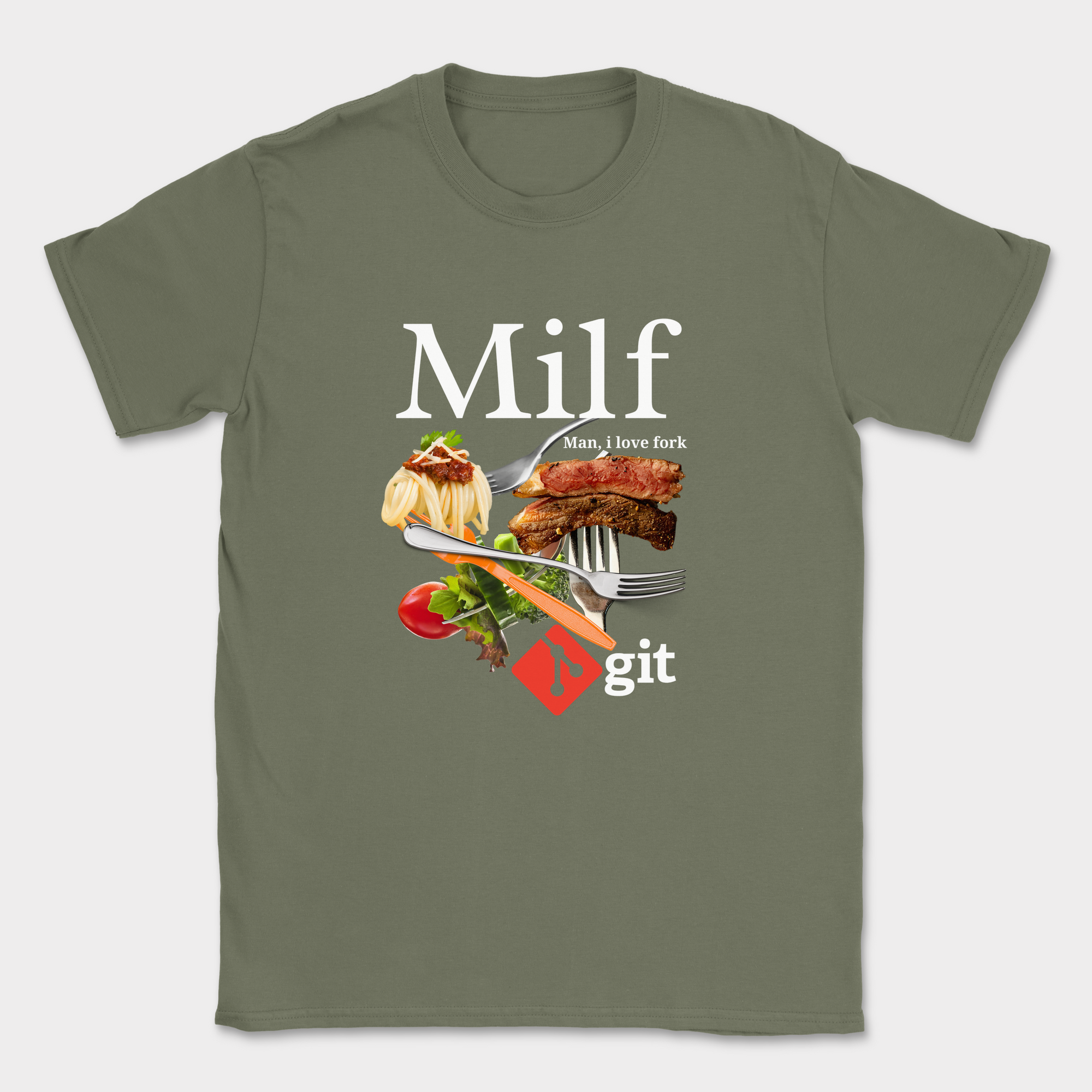 man i love fork git shirt — Military Green