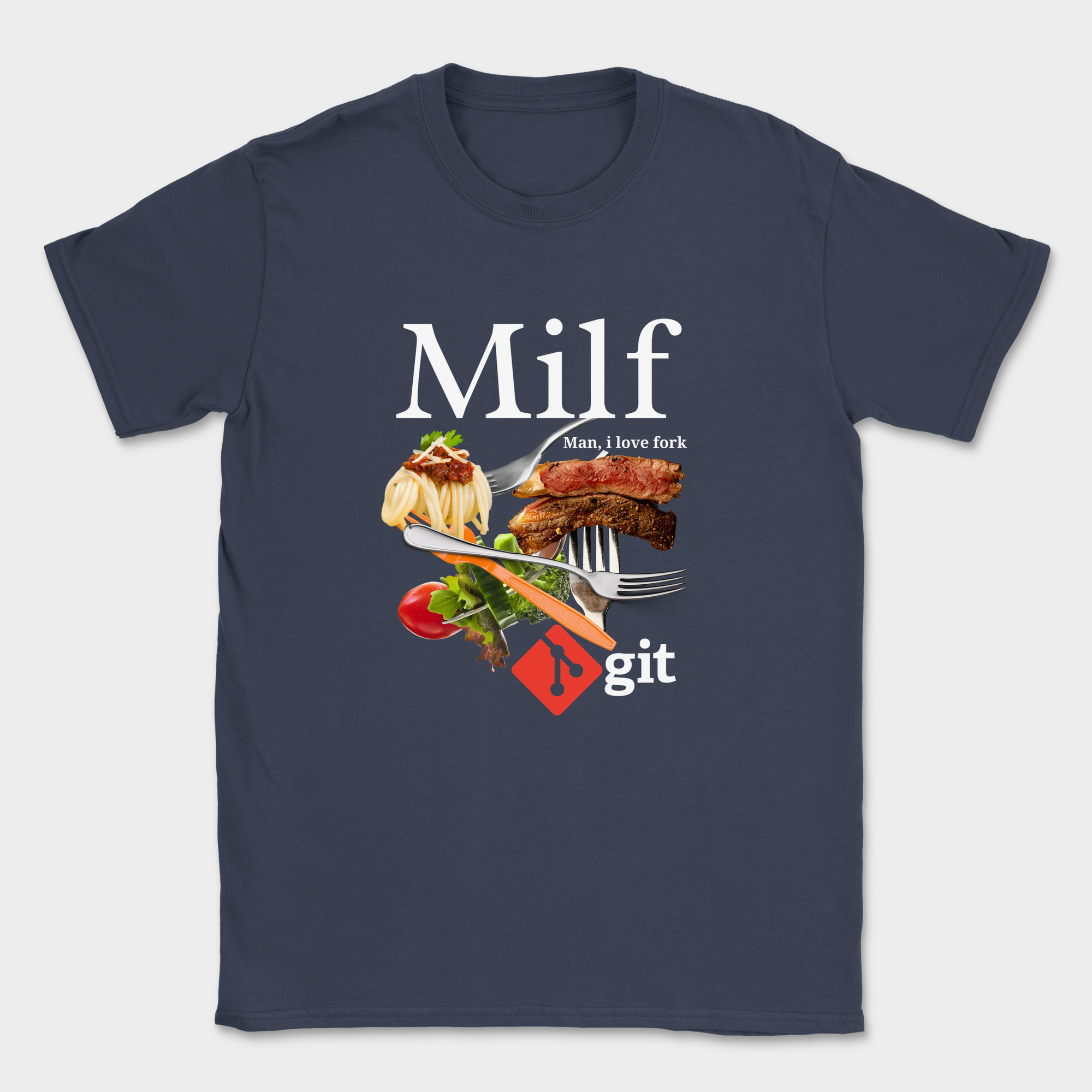 man i love fork git shirt — Navy