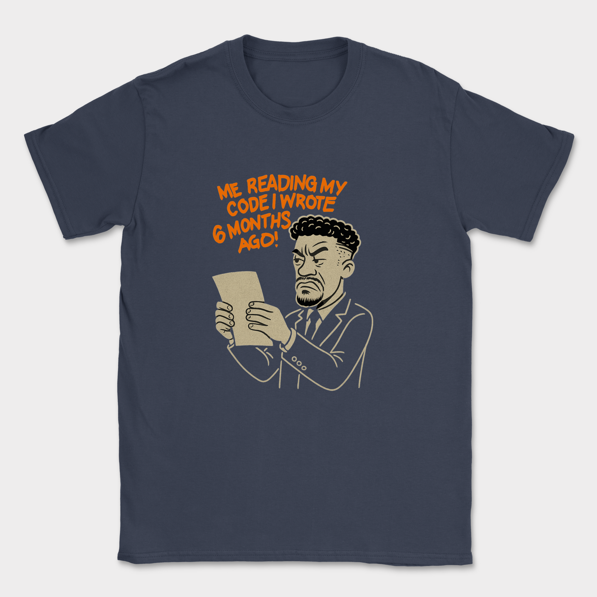me reading my own code shirt — Navy