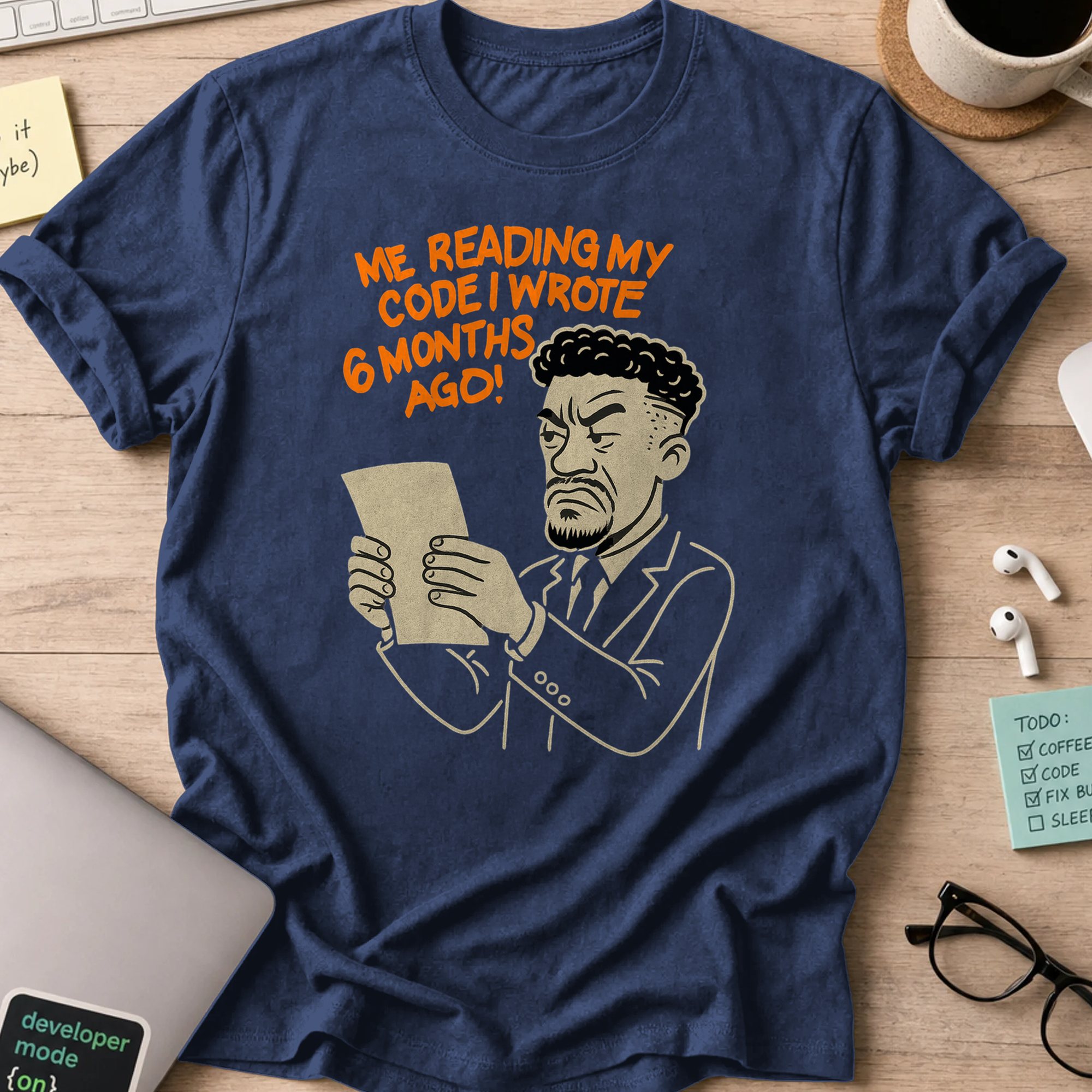me reading my own code shirt - Navy