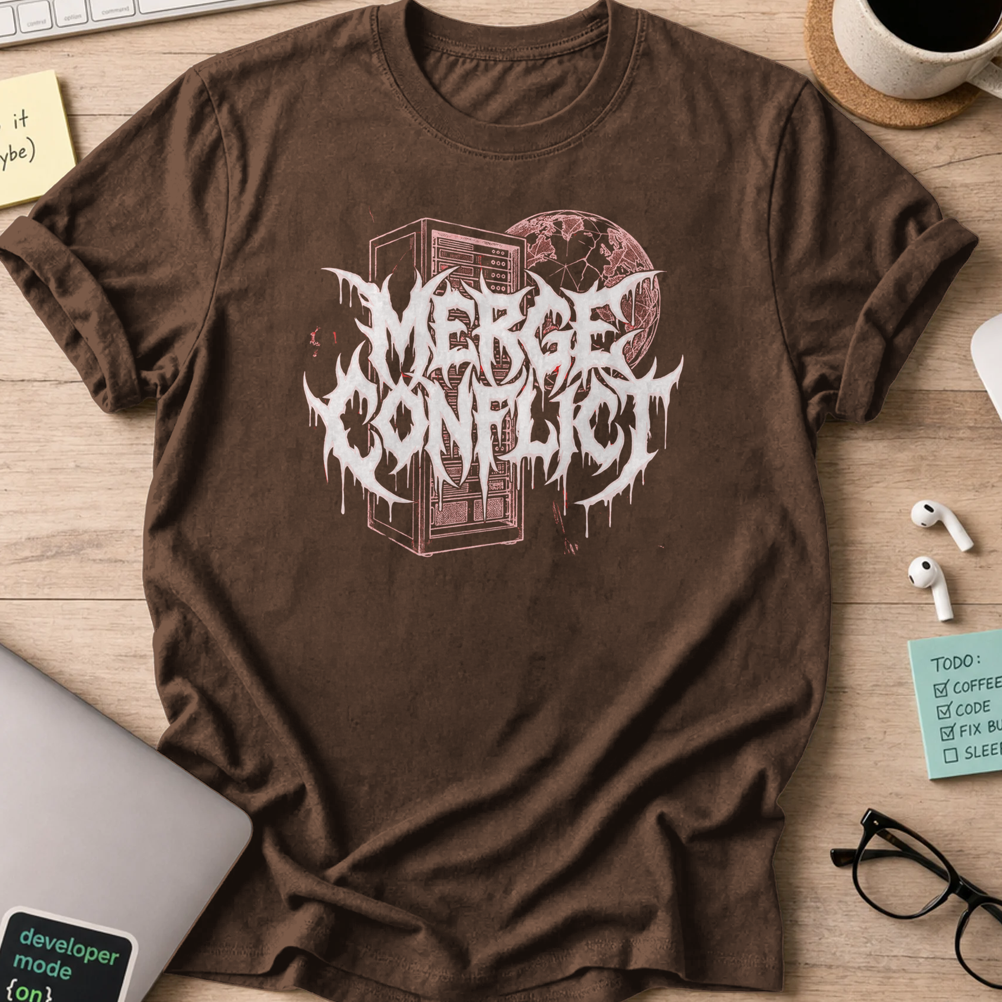 merge conflict shirt - Dark Chocolate