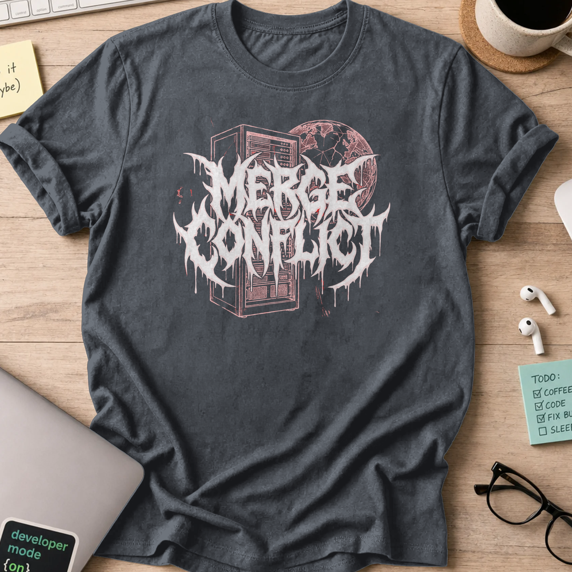 merge conflict shirt - Dark Heather