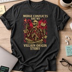 merge conflicts are my villain origin story skeleton shirt - Black