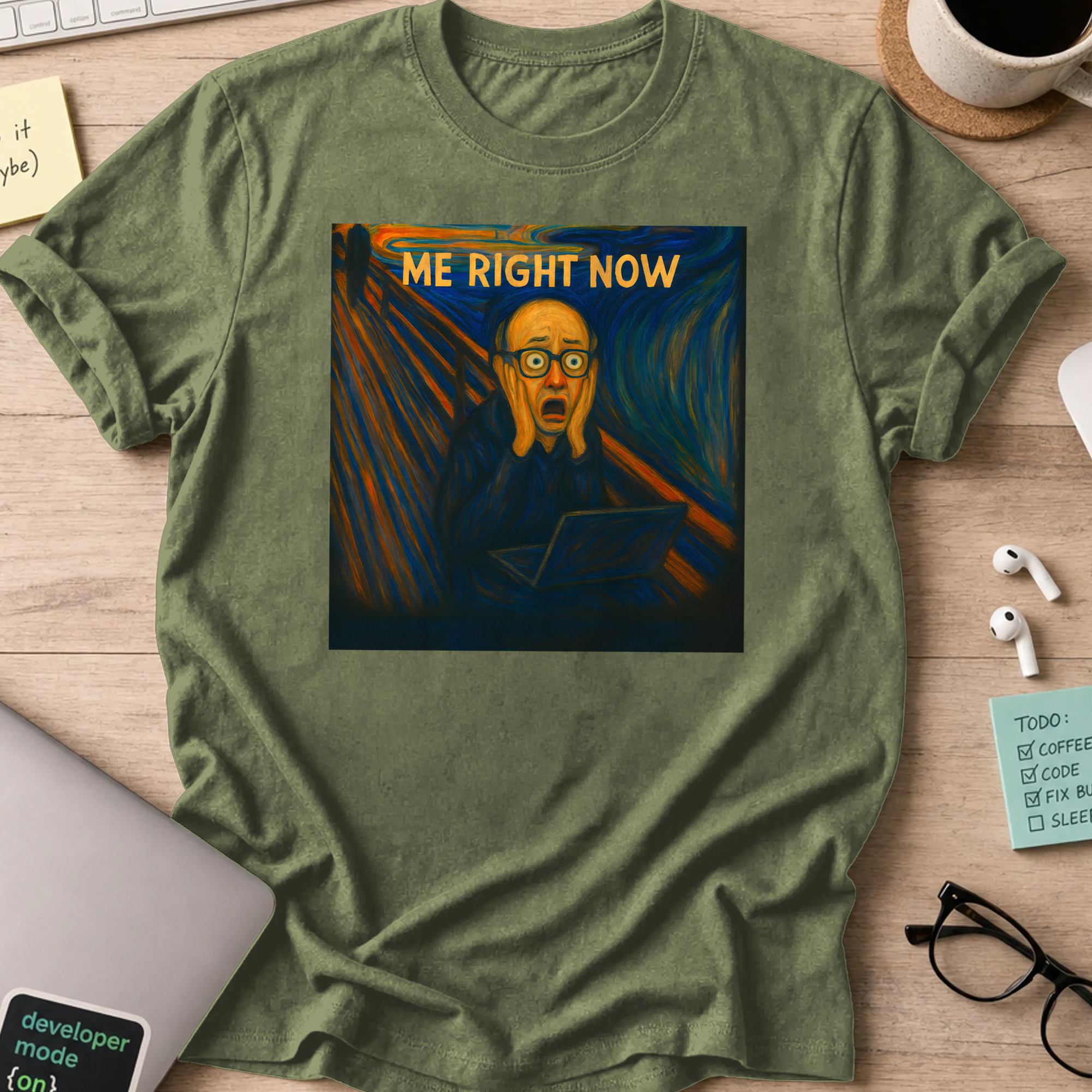 me right now scream shirt - Military Green
