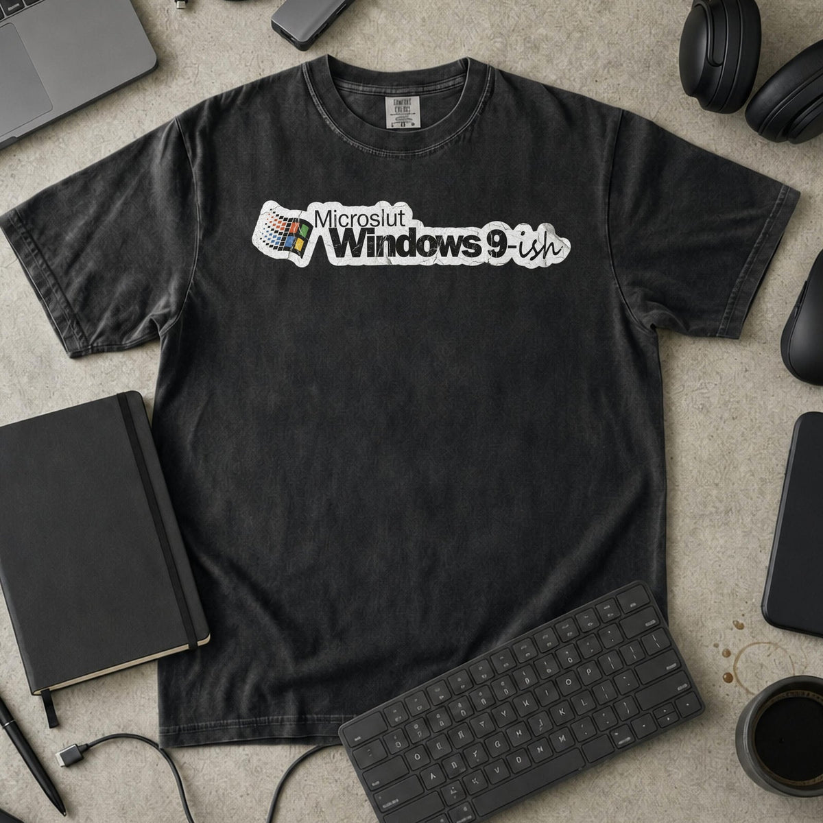 Microslut Windows 9 Ish Premium Shirt — black Premium Shirt mock-up
