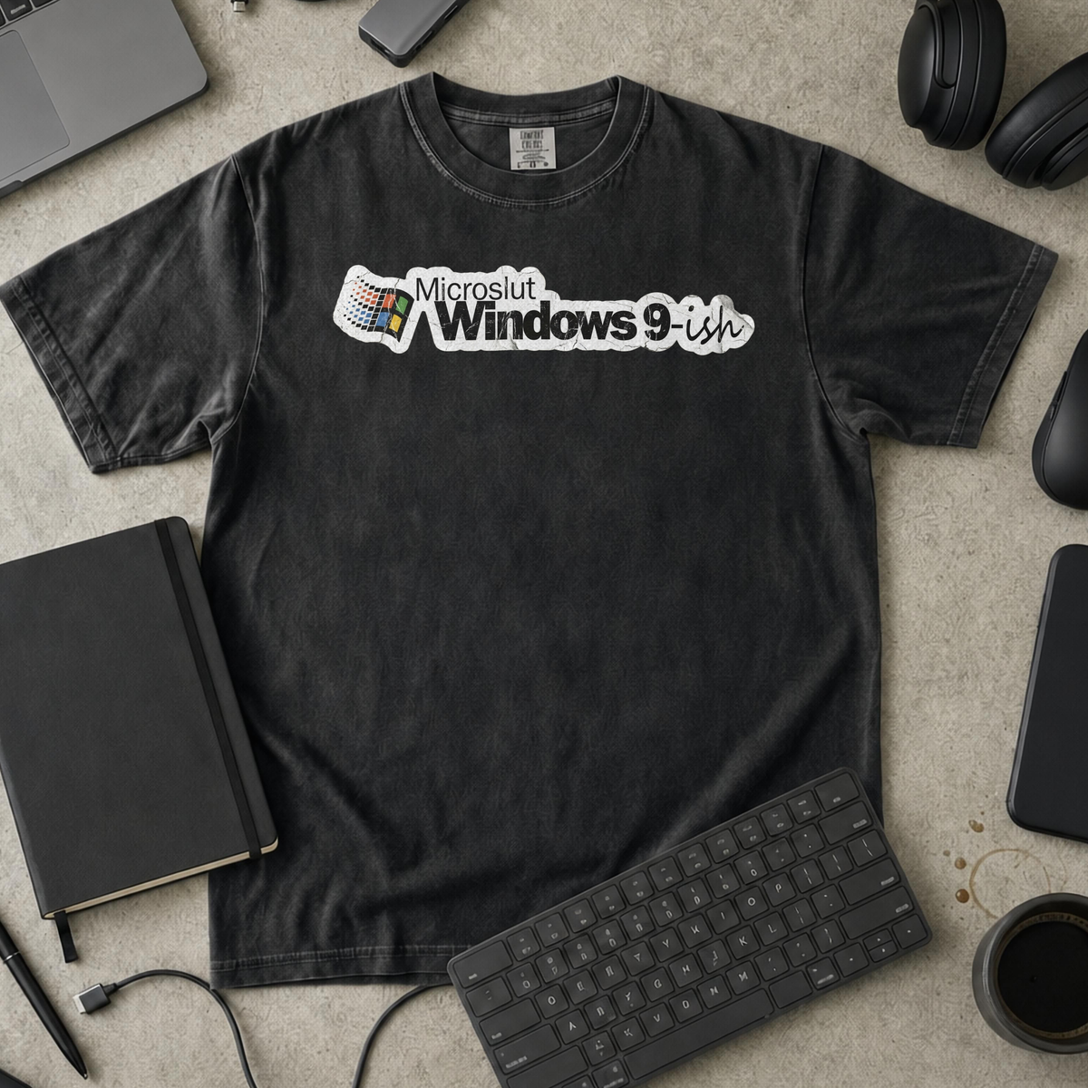 Microslut Windows 9 Ish Premium Shirt — black Premium Shirt mock-up