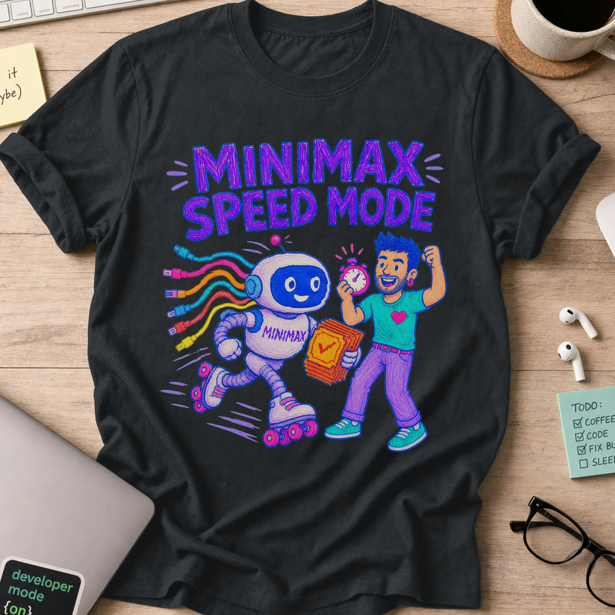 MiniMax Speed Mode Shirt — Black storefront mockup