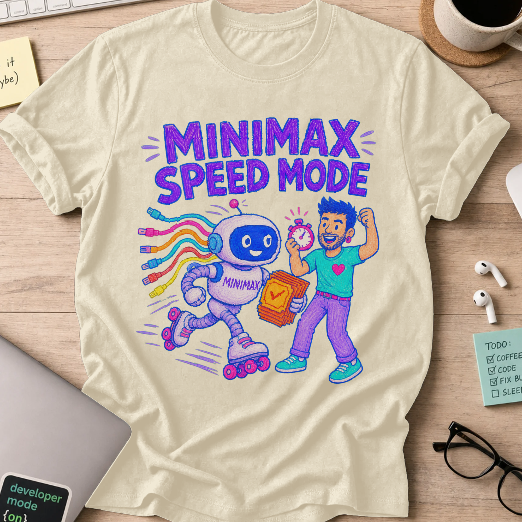 MiniMax Speed Mode Shirt — Natural storefront mockup