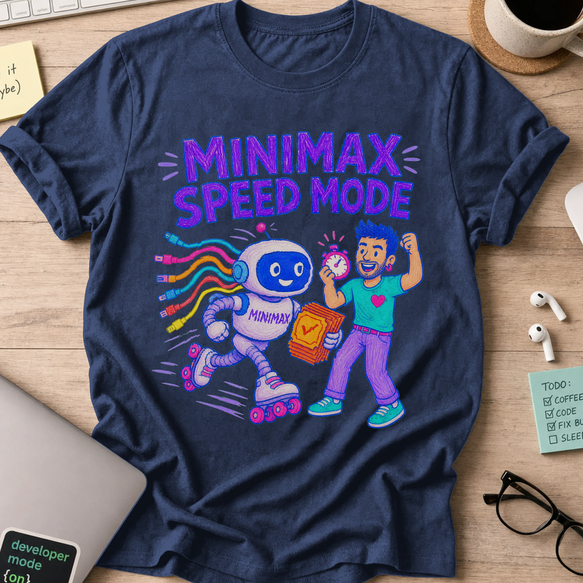MiniMax Speed Mode Shirt — Navy storefront mockup