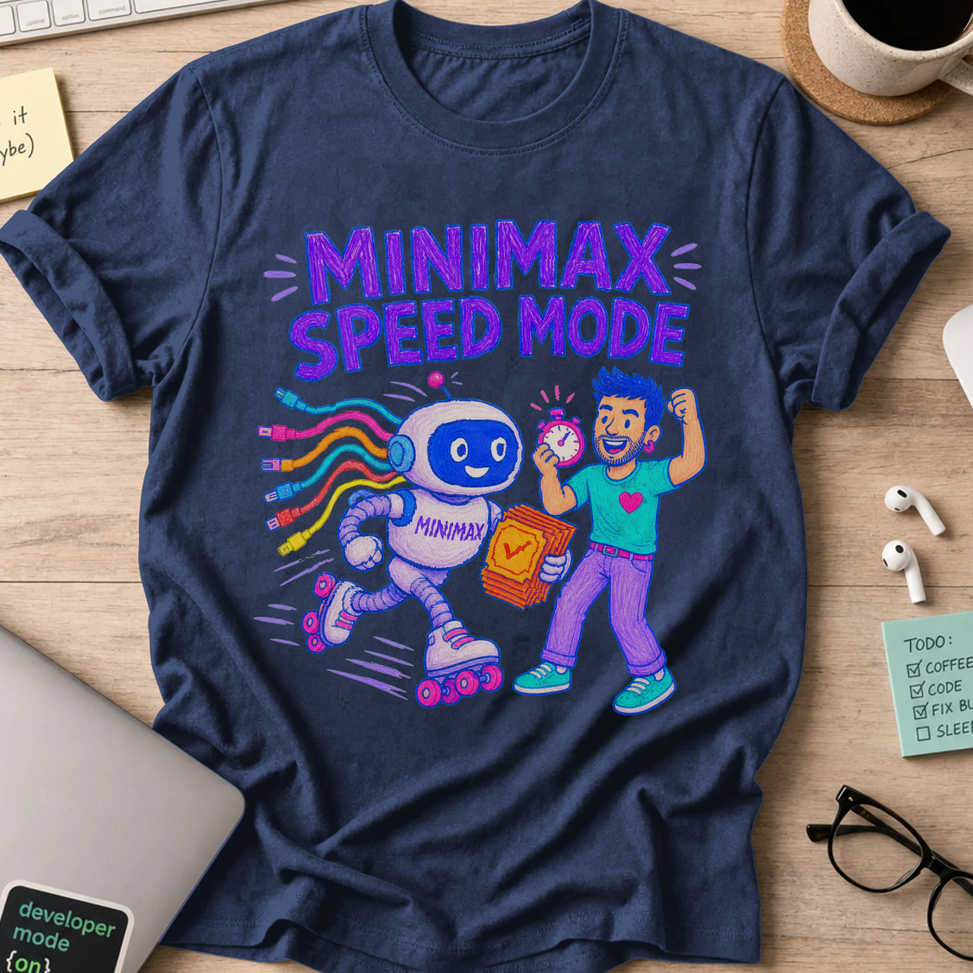 MiniMax Speed Mode Shirt — Navy storefront mockup
