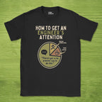 Code Culture engineer's attention shirt funny programmer T-Shirt in Black — Code Culture developer clothing