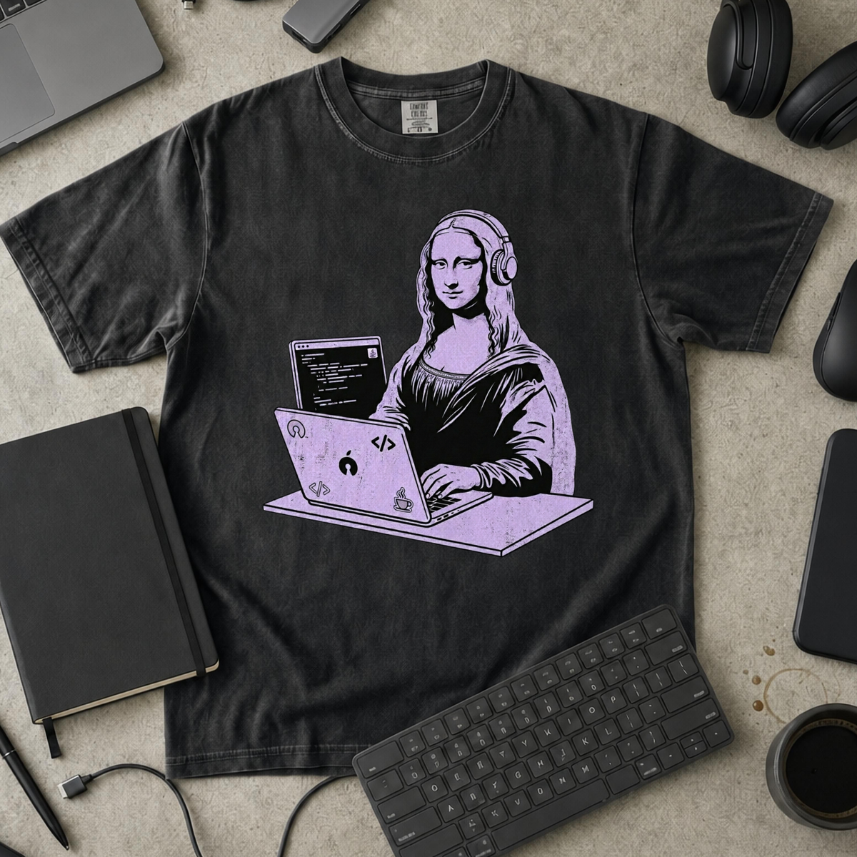 Mona Lisa Developer Premium Shirt — black Premium Shirt mock-up