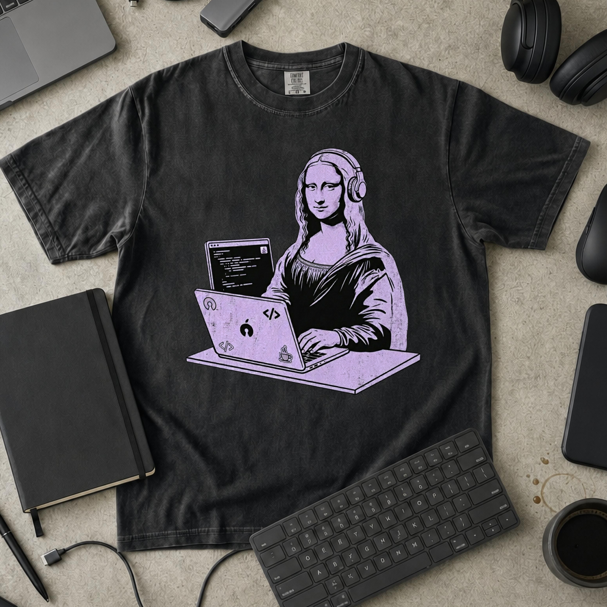 Mona Lisa Developer Premium Shirt — black Premium Shirt mock-up