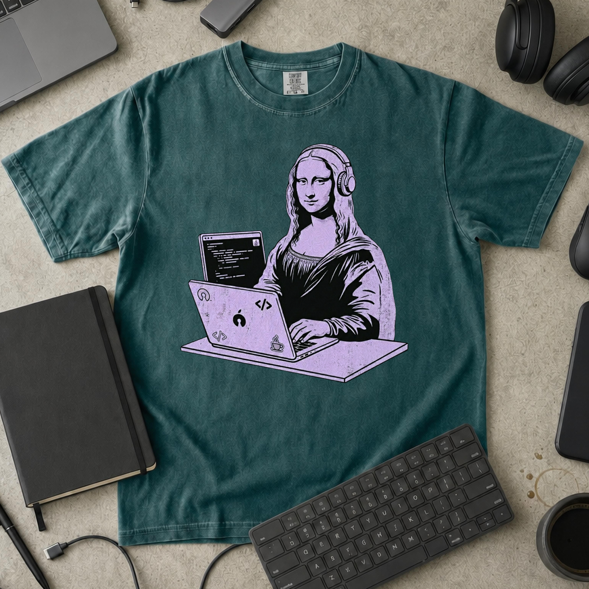 Mona Lisa Developer Premium Shirt — blue spruce Premium Shirt mock-up