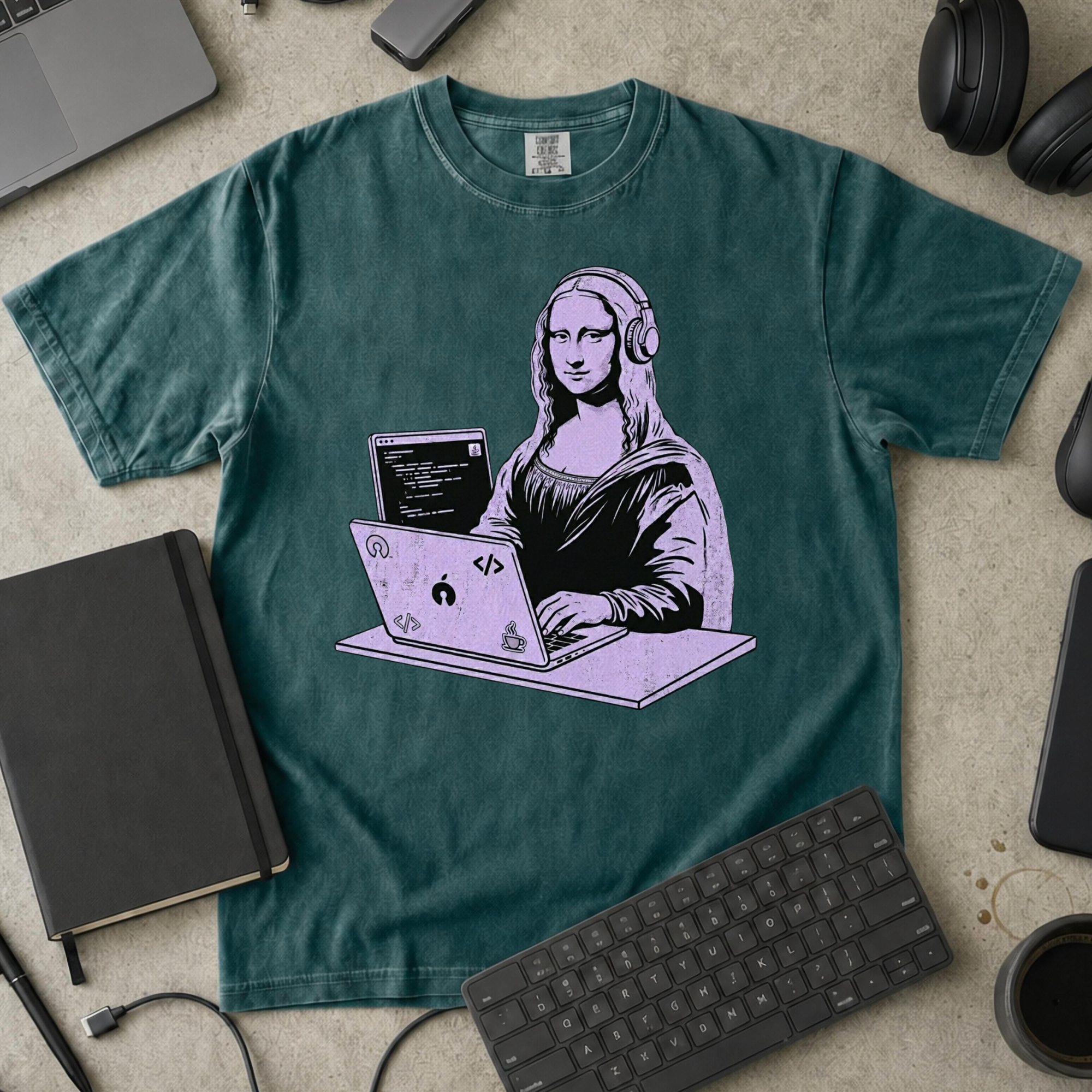 Mona Lisa Developer Premium Shirt — blue spruce Premium Shirt mock-up