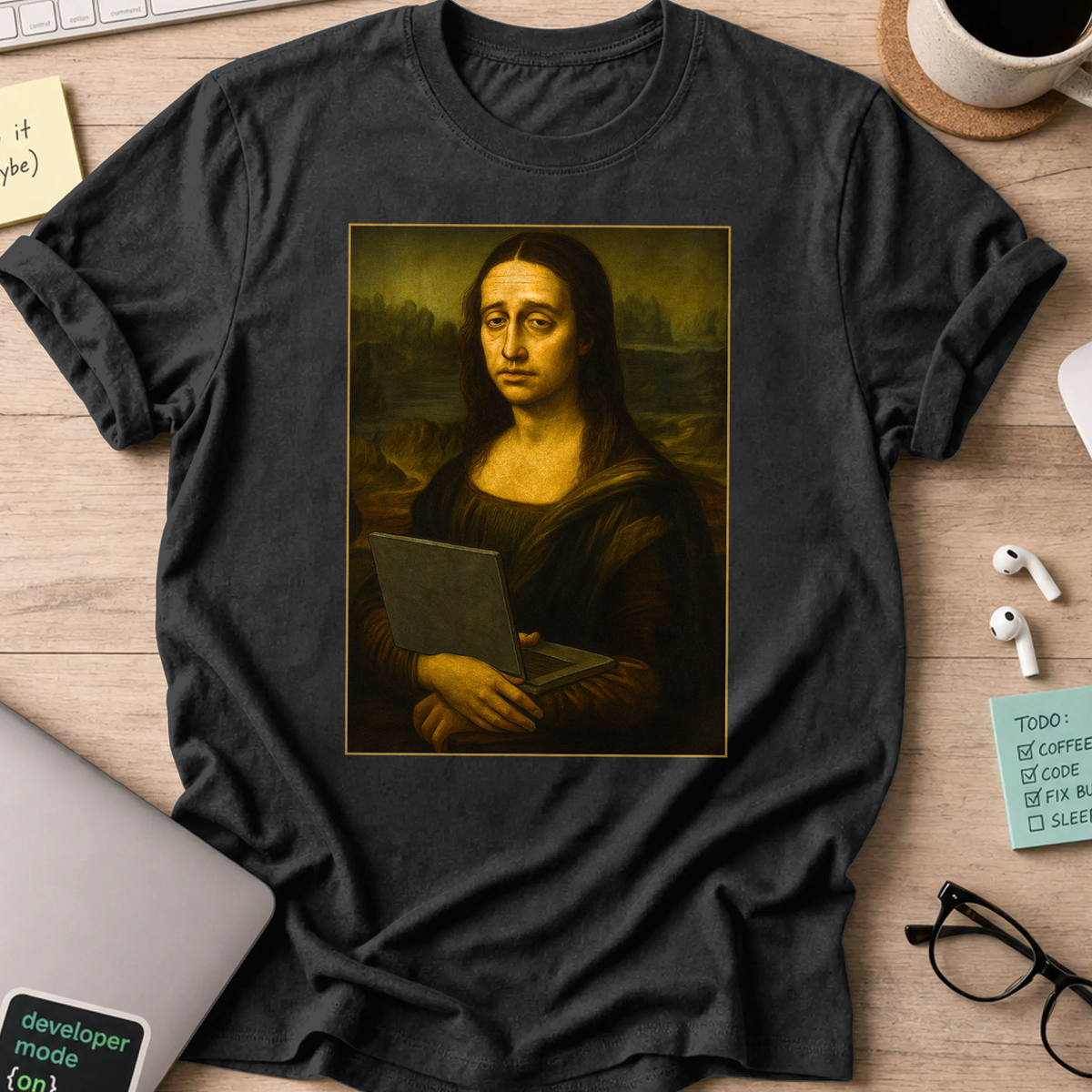 mona lisa dev shirt - Black