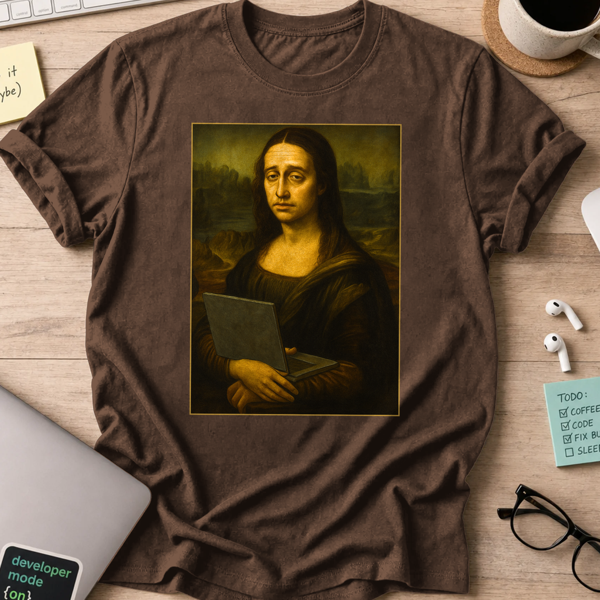 mona lisa dev shirt - Dark Chocolate