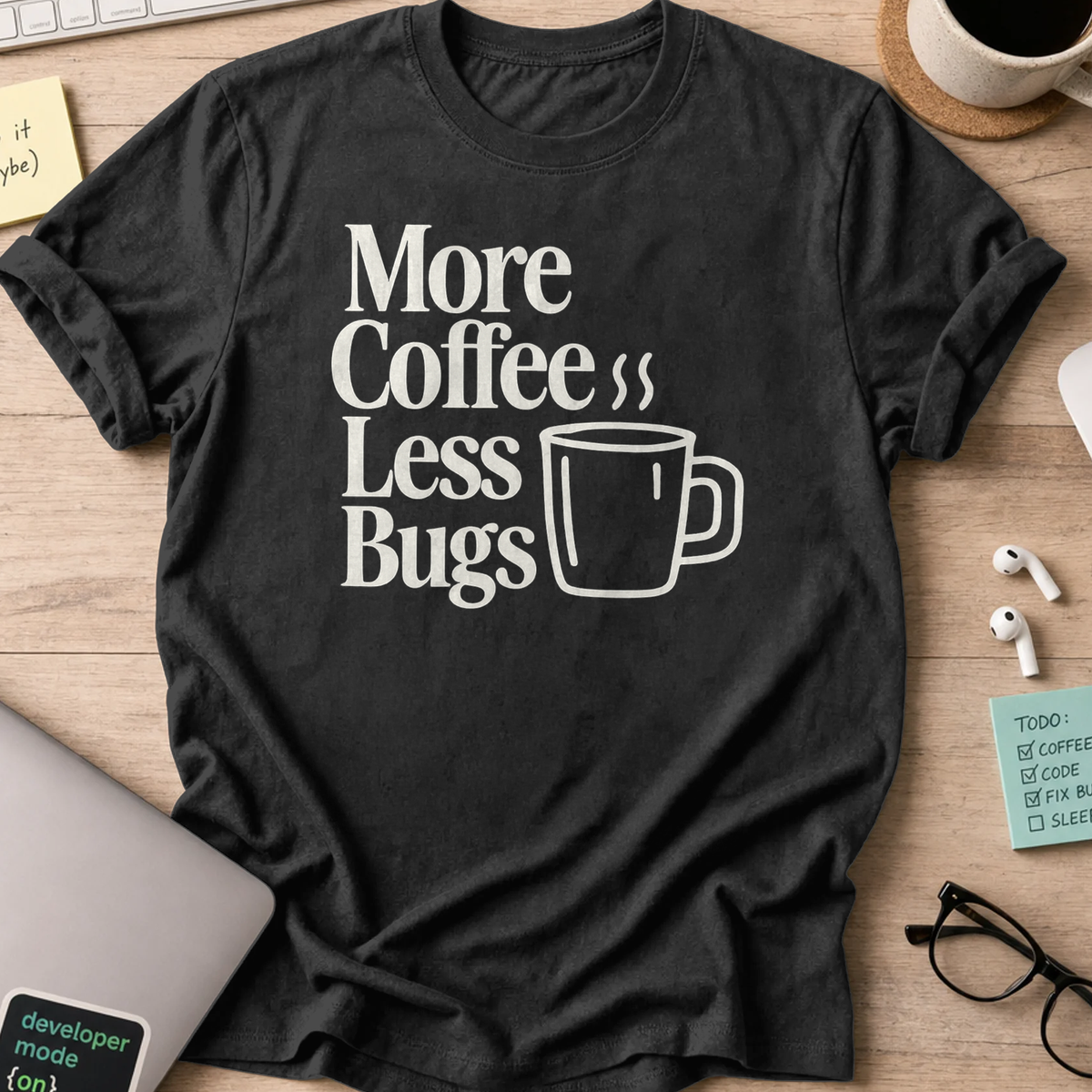More Coffee, Less Bugs shirt - Black