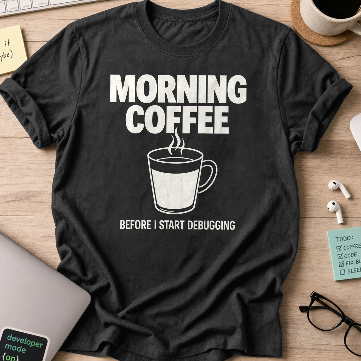 morning coffee shirt - Black
