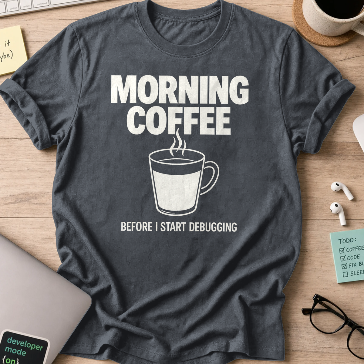 morning coffee shirt - Dark Heather